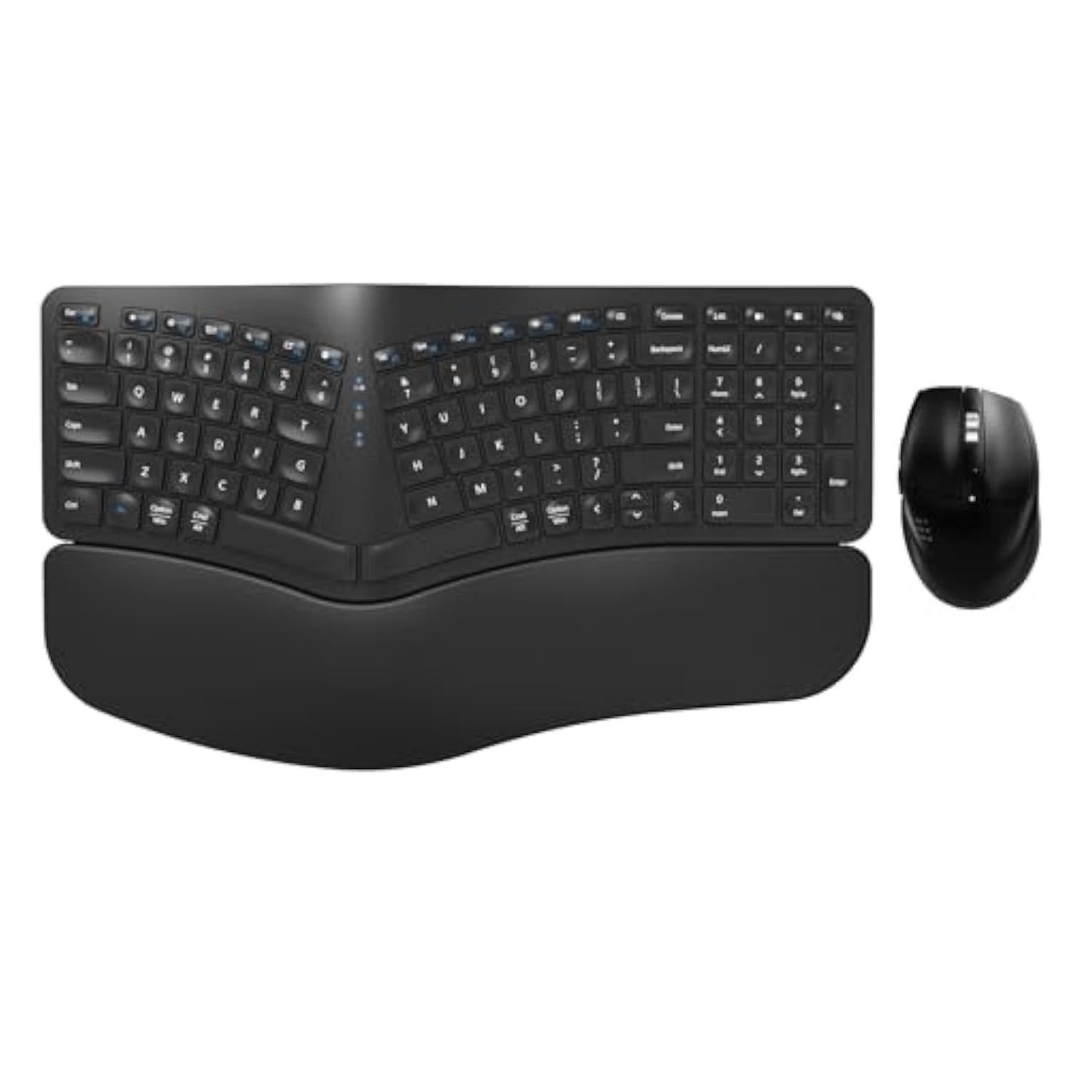 Ergonomic Wireless Keyboard Mouse Combo, Bluetooth/2.4G Dual Channel, Split Design, Soft Foam Palm Rest, 4 Level Dpi Adjustable Wireless Mouse, Rechargeable, For Windows/Mac/Android?Black?