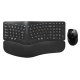 Ergonomic Wireless Keyboard Mouse Combo, Bluetooth/2.4G Dual Channel, Split Design, Soft Foam Palm Rest, 4 Level Dpi Adjustable Wireless Mouse, Rechargeable, For Windows/Mac/Android?Black?