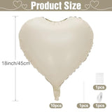 White Heart Balloons,10Pcs Cream White Foil Heart Shaped Balloons,18Inch Beige Helium Polyester Film Balloon For Valentines Engagement Birthday Baby Shower Wedding Party Decorations