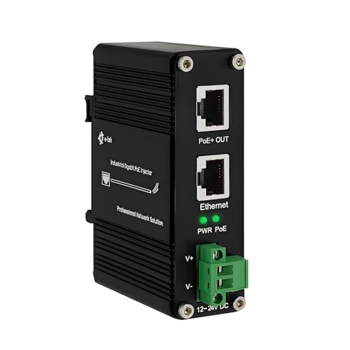 Industrial Gigabit Passive 24V Poe Injector Hardened Poe Adapter With 12-24V Dc Input 24V Poe Output Din- Rail /Wall Mount