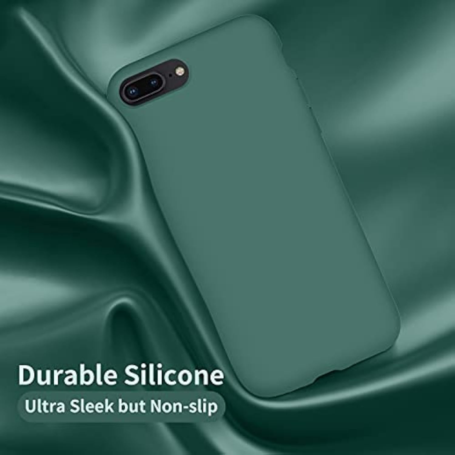 Designed For Iphone 8 Plus Case, Designed For Iphone 7 Plus Case, Silicone Ultra Slim Shockproof Phone Case With [Soft Anti-Scratch Microfiber Lining], 5.5 Inch, Midnight Green