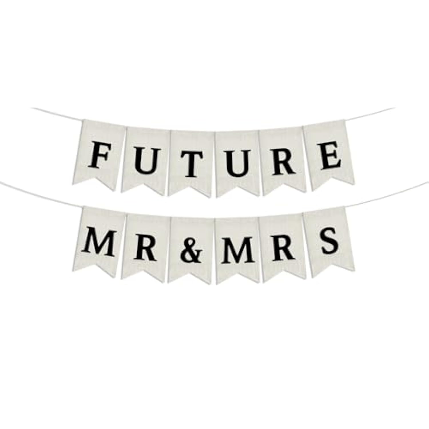 Burlap Future Mr & Mrs Banner - Wedding Shower Decorations, Engagement Banner, Mr & Mrs Sign, Bridal Shower Party Decorations, Wedding Garden Decorations (Black)