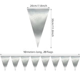 20M/65Ft Silver Triangle Pennant Banner Flag Metallic Fabric Bunting Garland For Christmas Graduation Wedding Engagement Anniversary Bachelorette Birthday Bridal Shower Valentines Hen Party Supplies