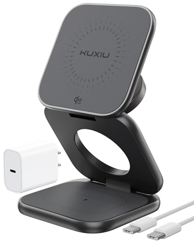 Qi2.2 25W Magnetic Wireless Charger, Foldable 3 in 1 Travel Charging Station for iPhone 17/16/15/14/13/12, 5W for  Watch & AirPods, Aluminum