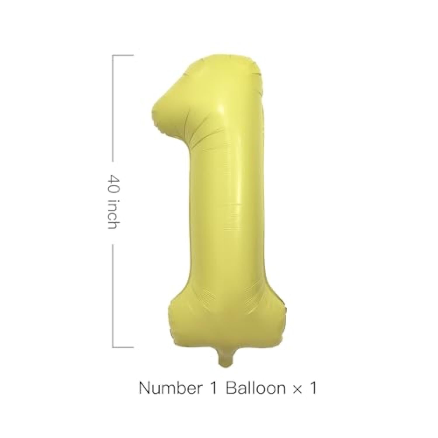 40" pastel yellow number 1 foil balloon for 1st birthday decorations