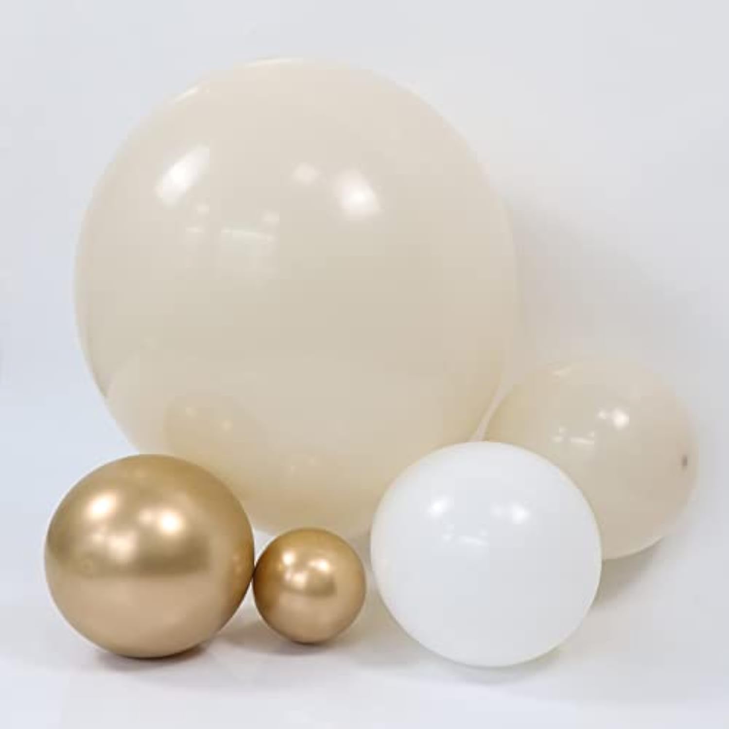 White Sand Gold Balloon Garland Arch Kit-158Pcs Nude White Chrome Gold Neutral Balloons For Boho Wedding Baby Bridal Shower Baptism Engagement Neutral Birthday Party Decorations