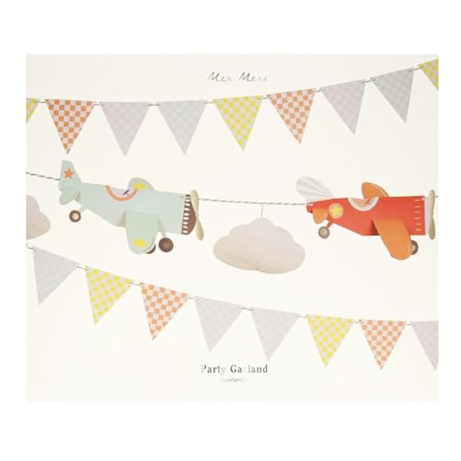 Meri Meri Planes Party Banner (Pack of 1). 7' Party Garland (11' including excess cord), Meri Meri Airplane Party Decorations
