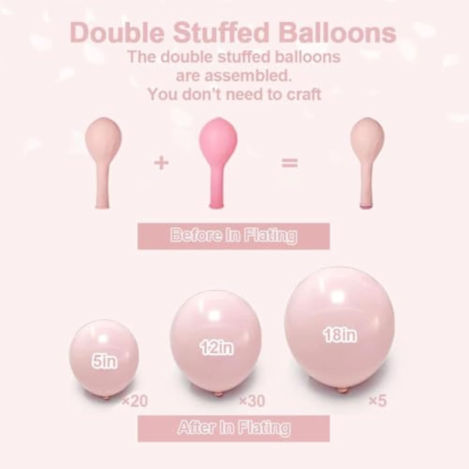 Pastel Pink Balloon Garland Kit Double Stuffed Baby Pink & Macaron Arch for Parties