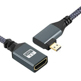 Left Angled Micro Hdmi To Hdmi Adapter Cable, Nylon Braided 90°Degree Micro Hd