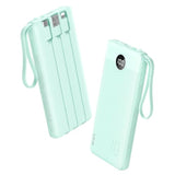 Portable Charger, 22.5W Fast Charging Power Bank Usb C, [2024 Upgrade] 4 Output 3 Input Travel Charging Bank 10000Mah, Built-In Cable Led Display For Iphone 15 14 13, Samsung, Android-Green