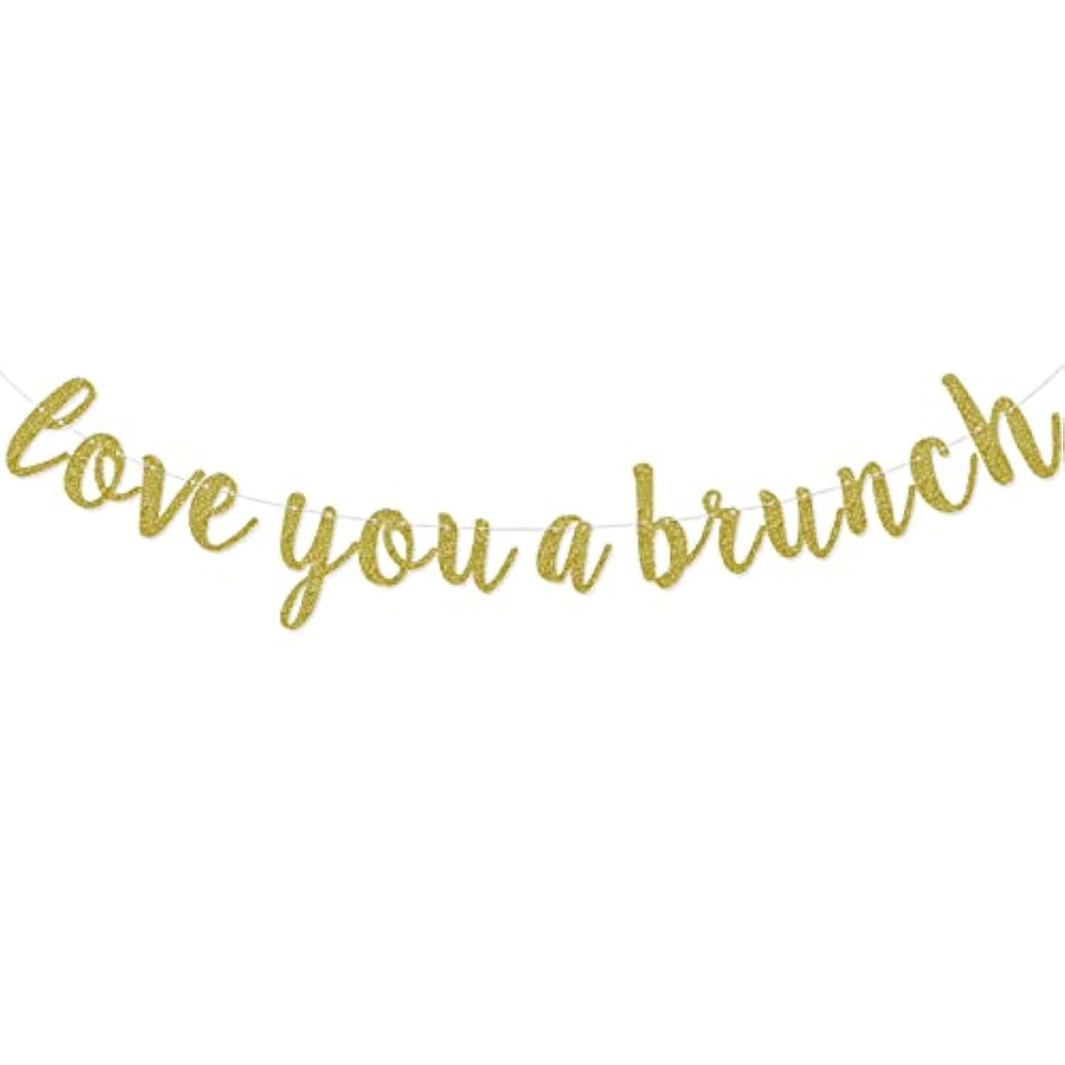Love You A Brunch Banner Pre-Strung Black Gold Glitter Bridal Shower Party Decor