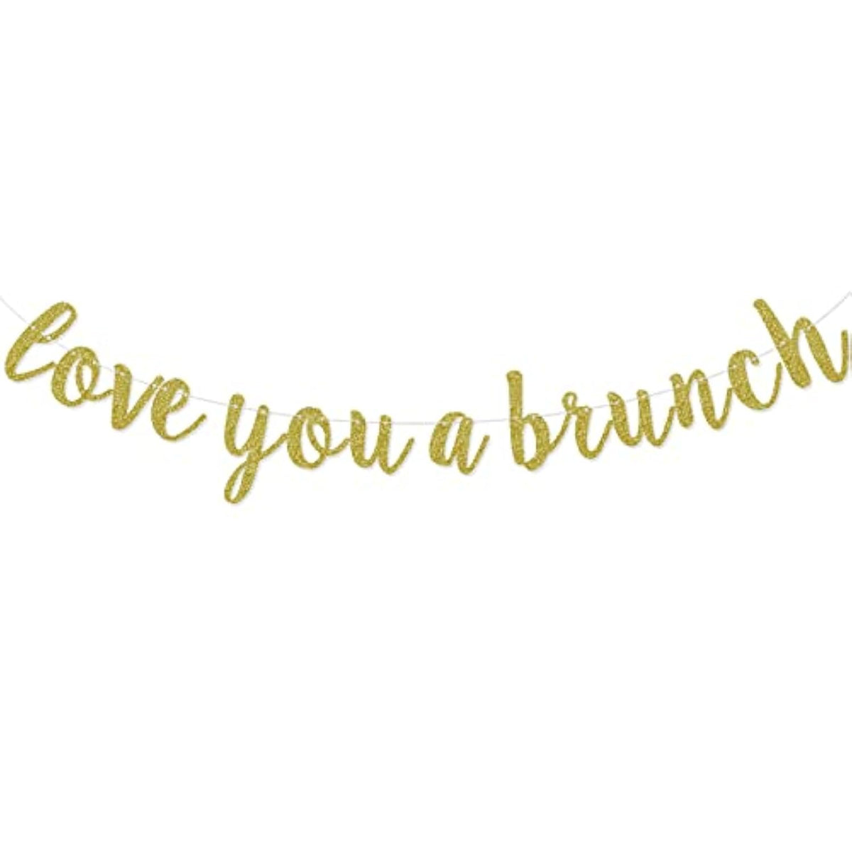 Love You A Brunch Banner Pre-Strung Black Gold Glitter Bridal Shower Party Decor