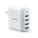 Anker Charger, 40W 4-Port USB Phone Charger with Foldable Plug, PowerPort 4 for iPhone 14/13 Series, iPad Pro/Air/Mini, Galaxy S23/S22/S21, Note 20 Ultra, LG, Nexus, HTC, and More