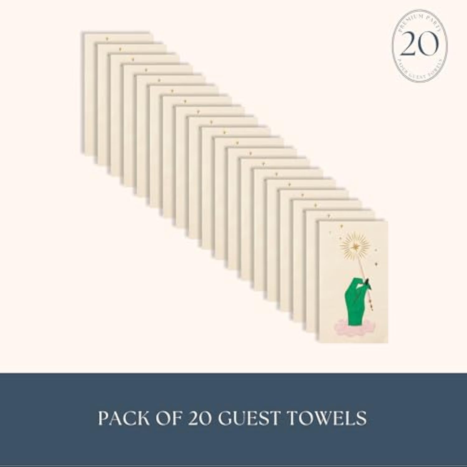 Bonjour Fête Magic Wand Paper Party Guest Towels | 3-Ply Fancy Large Napkins Inspired By Wicked The Movie | Premium Halloween & Party Table Decor | Pack Of 20, 4.25" X 7.75"