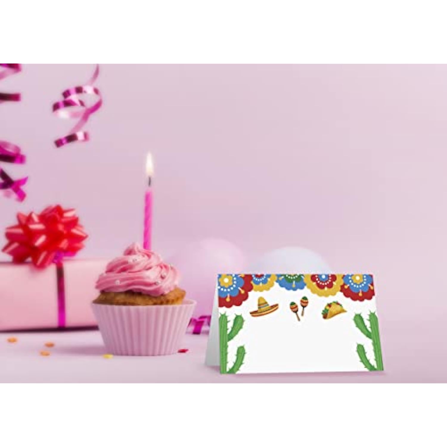 Table Place Card, Mexican Party Themed Tent Style Cards, Pack Of 25 Half-Fold Reception Place Card, Perfect For Mexican Fiesta Party, Baby & Bridal Shower, Birthday And Special Events A27