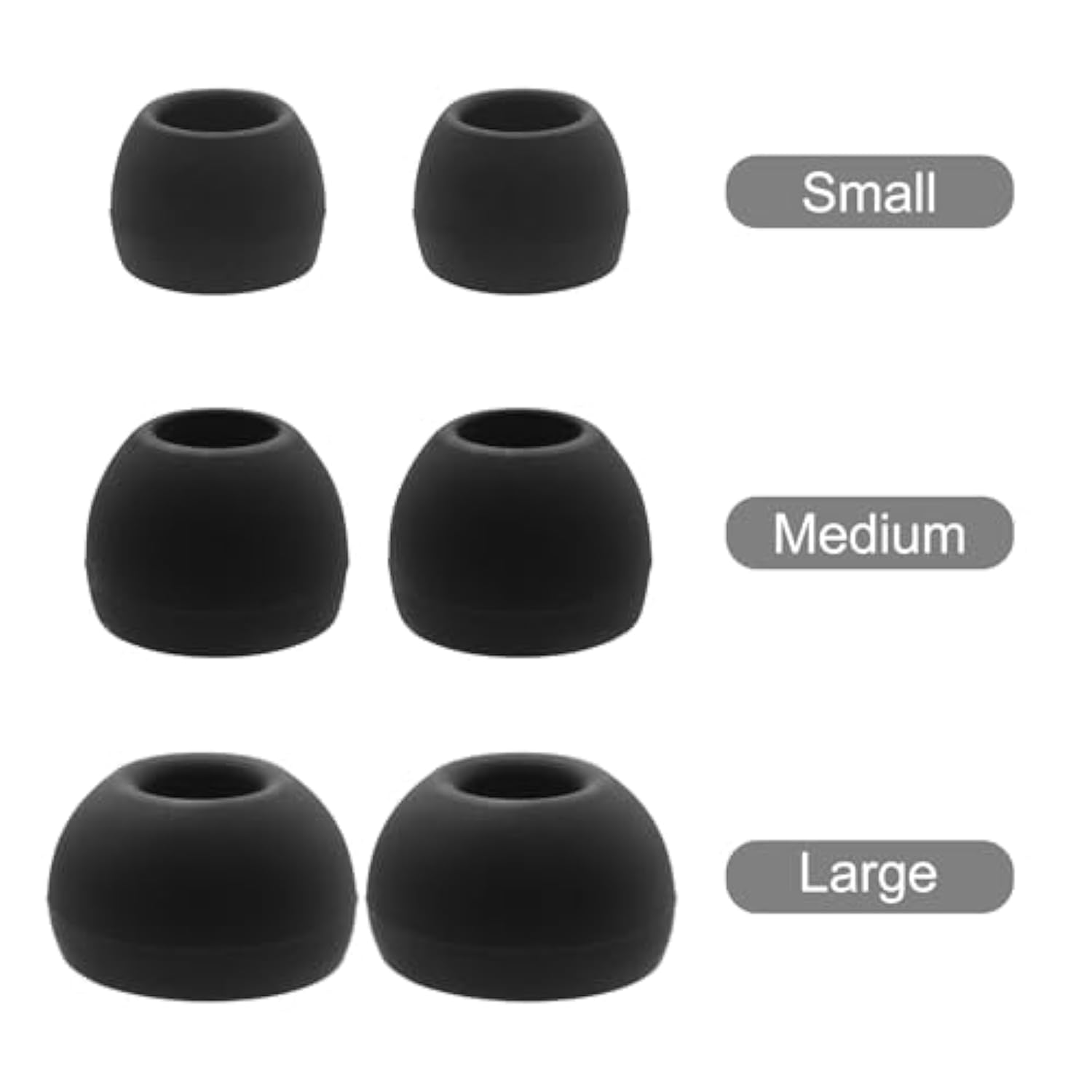 Replacement Ear Tips For Jbl Endurance Run 2 Wired Headphones, Soft Silicone Tips, 9 Pairs (S/M/L) Black