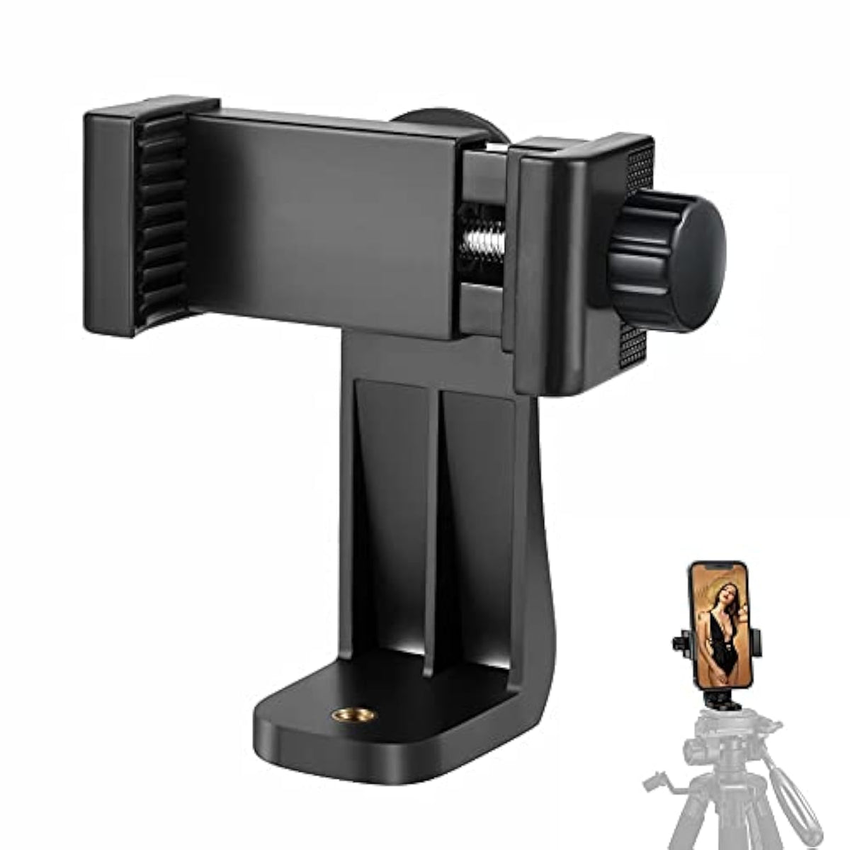 Universal Phone Tripod Mount Adapter Rotating 1/4" Screw for iPhone & Samsung