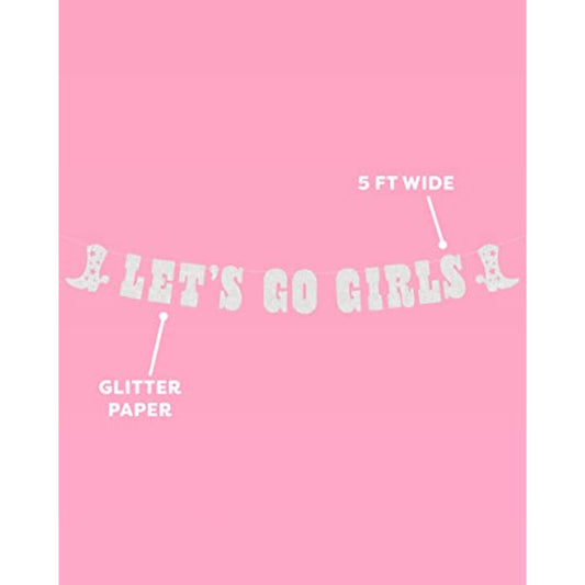 Let'S Go Girls Glitter Banner - Silver, 5 Ft. | Bachelorette Party Dec