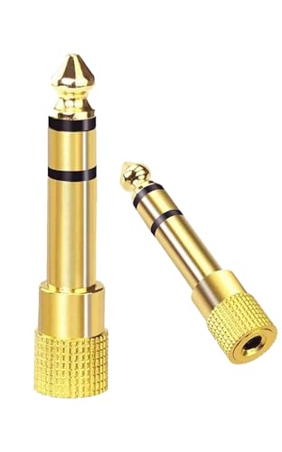 Audio Adapter 6.35mm to 3.5mm Aux: Gold Plated Stereo 1/4 Inch to 1/8-inch TRS Converter