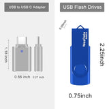 8Gb Usb 2.0 Flash Drive And 1 Usb C Adapter, Thumb Drive Usb Memory Stick Jump Drive, Compatible With Otg Type C Phones, Tablets, Laptop, Pc (Blue)
