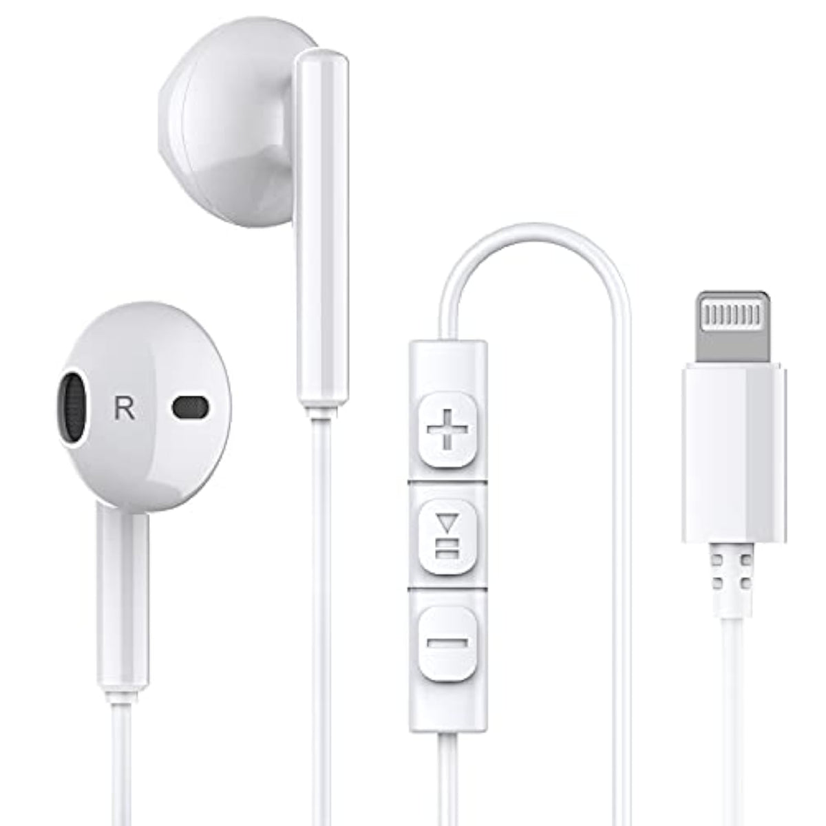 Wired Lightning Headphones MFi Certified with Mic for iPhone 11–14 SE XR