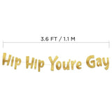 Hip Hip You'Re Gay Gold Glitter Banner - Engayged Banner – Lgbtq Decorations For Bride And Groom – Pride – Gay Wedding - Coming Out Party