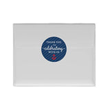 Nautical Baby Shower Collection, Round Circle Labels Stickers, Thank You For Celebrating With Us, 40-Pack, For Ocean Sailor Bon Voyage Themed Party Favors, Gifts, Decorations
