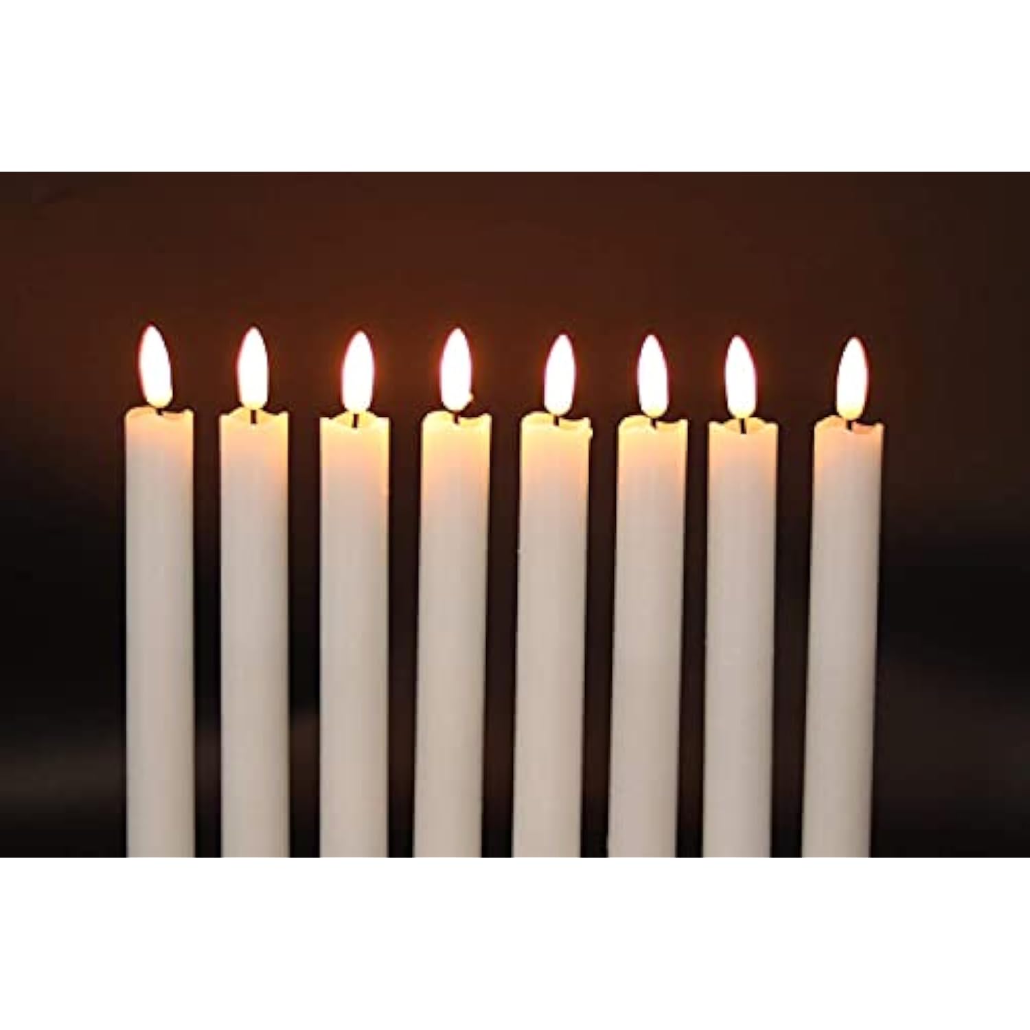 Flameless White Taper Candles Flickering With 10-Key Remote, Battery Operated Led Warm 3D Wick Light Window Candles Real Wax Pack Of 6, Christmas Home Wedding Decor(0.78 X 9.64 Inch)