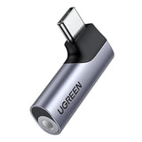 UGREEN USB C to 3.5mm Audio Adapter Type C Aux Headphone Jack DAC Stereo Mic HiFi Right Angle Dongle Compatible with iPhone 16 15 Pro Max/15 Pro/15 Plus, iPad Pro, Galaxy S24 Ultra Pixel 9 Pro, Gray