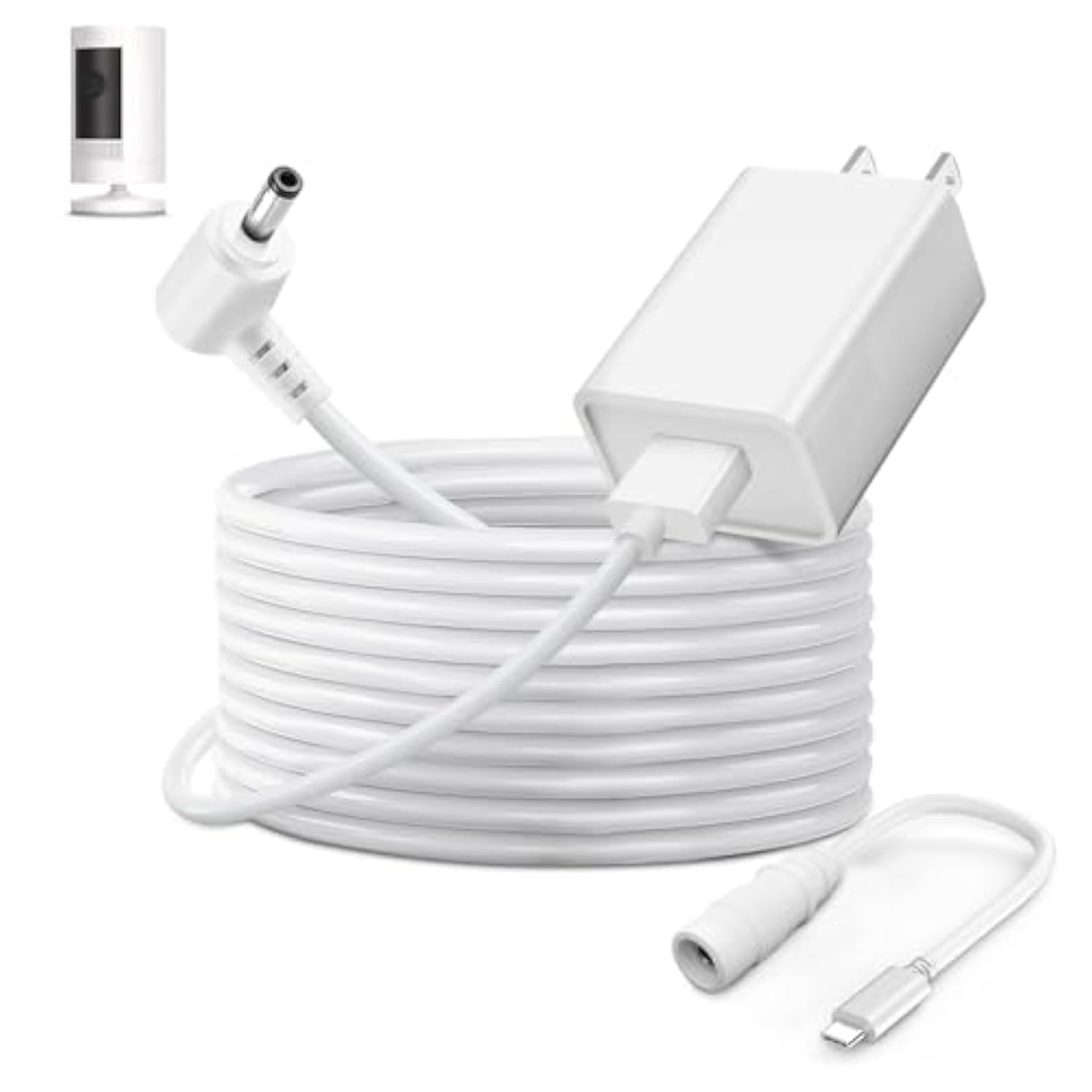 Power Adapter Charger Cord Compatible With Ring Stick Up Cam Battery/Plug-In 3Rd Gen/2Nd Gen & Ring Pan Tilt Stick Up Camera, Indoor/Outdoor Weatherproof Power Cord (4M/13.1Ft) White