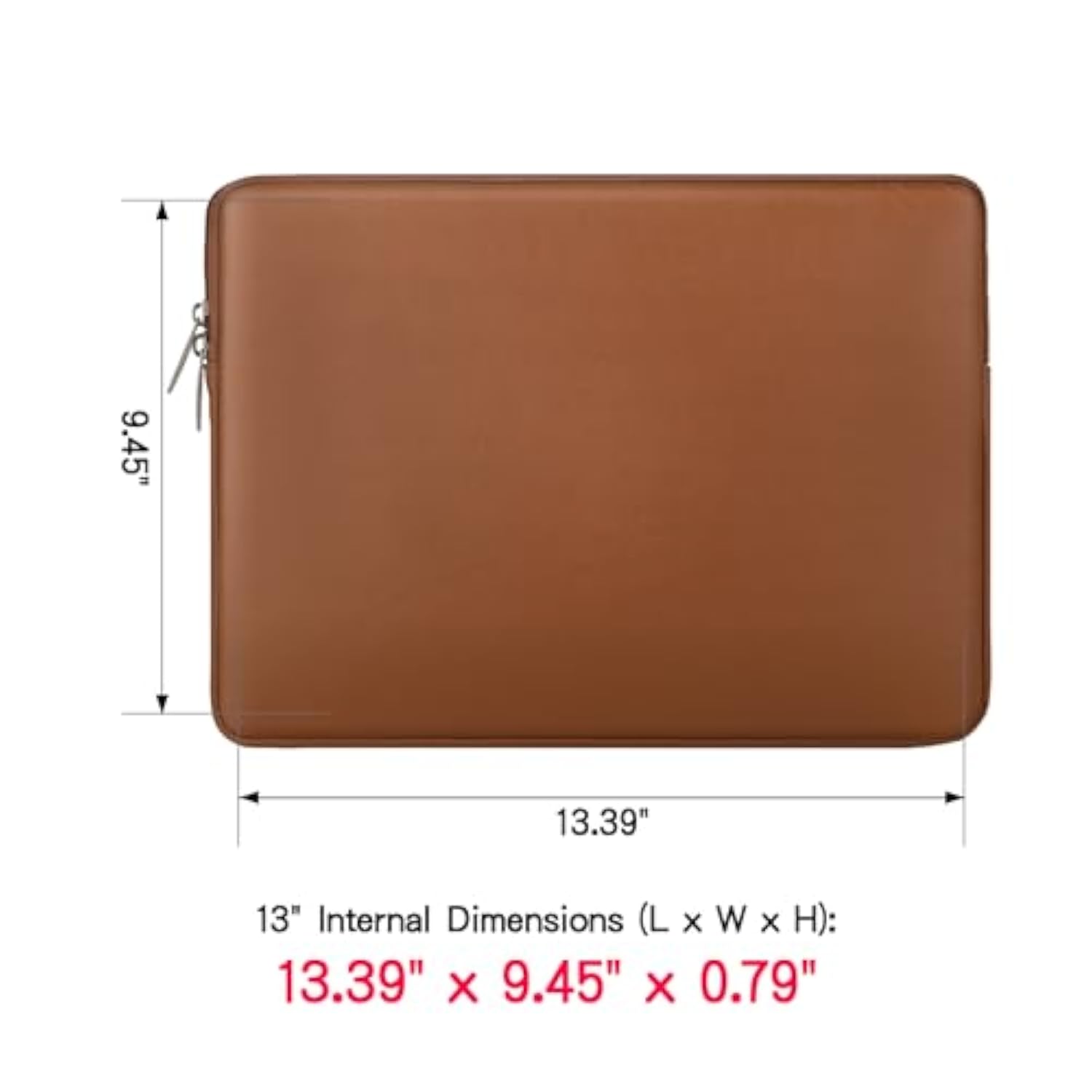Rainyear 13.3 Inch Laptop Sleeve Soft Pu Leather Case Water Resistant Padded Zipper Cover Protective Carrying Bag Compatible With 13.3" Notebook Computer Chromebook(Brown)