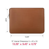 Rainyear 13.3 Inch Laptop Sleeve Soft Pu Leather Case Water Resistant Padded Zipper Cover Protective Carrying Bag Compatible With 13.3" Notebook Computer Chromebook(Brown)