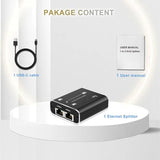 Ethernet Splitter 3Ports Switch 1 In 2 Out High Speed 1000Mbps Rj45 Ethernet Splitter Lan Splitter,Gigabit Internet Splitter With Usb Power Cable For Cat5/5E/6/7/8 Cable