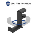 Headphone Hook - Under Desk Headphone Holder With 360-Degree Adjustable Rotation, Black
