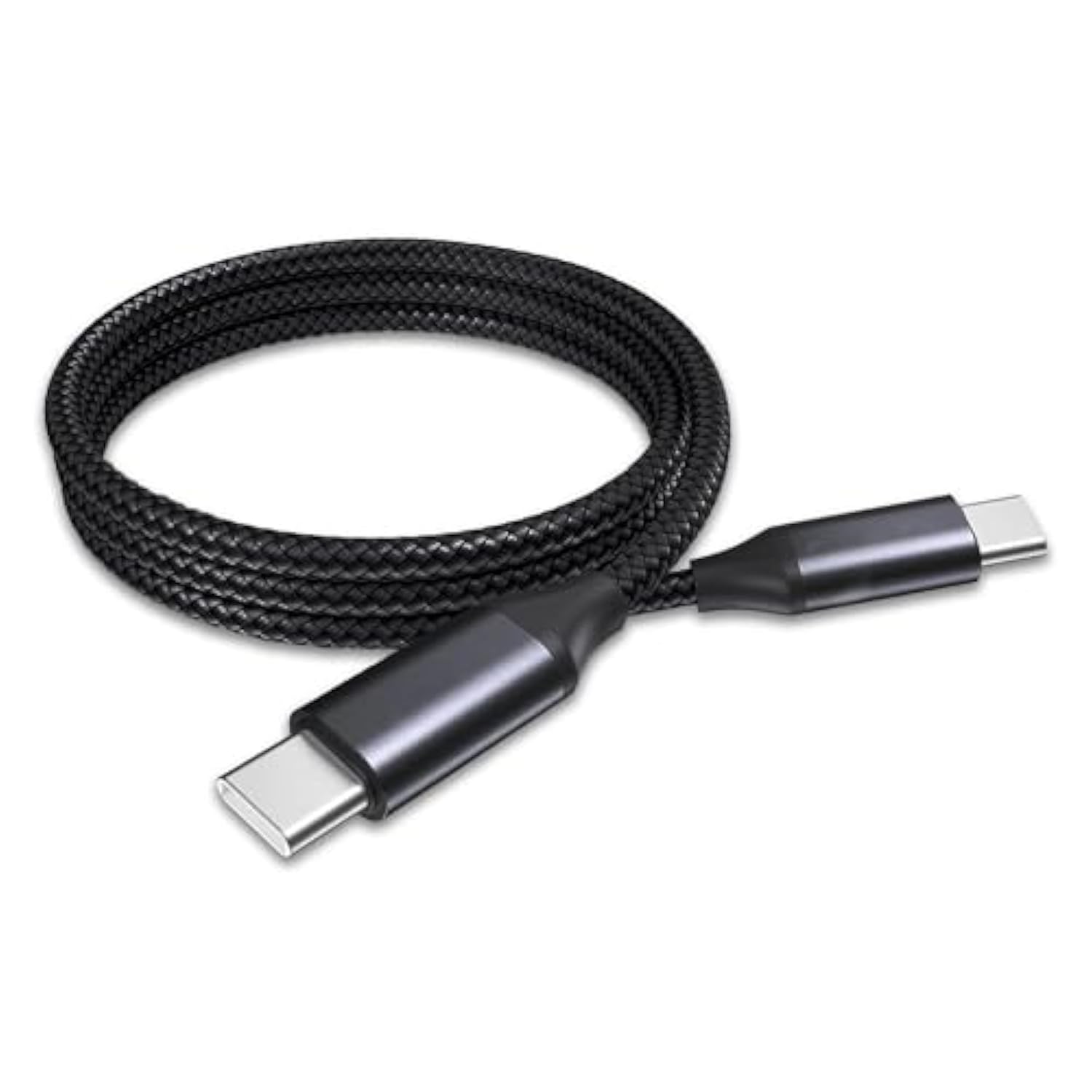 BoxWave Cable Compatible with Dell P1424H - DirectSync PD Cable (3ft) - USB-C to USB-C (100W), Type C Braided Charge and Fast Sync - Jet Black
