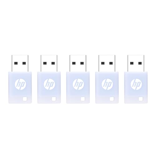 Hp 32Gb V168 Usb 2.0 Delicate Blue Flash Drive Reliable Portable Storage To Store, Transfer, & Protect Important Data, 5-Pack