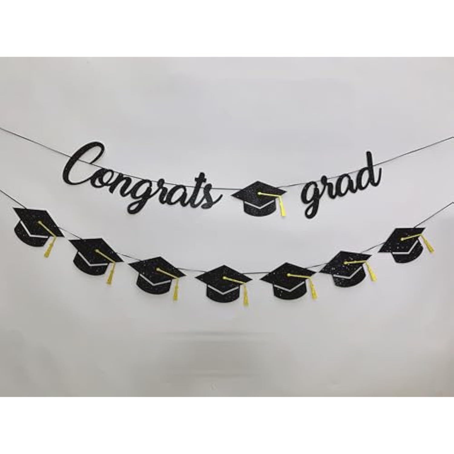 Graduation Decorations Class Of 2025 Party Supplies - Congrats Grad Banner And Graduation Cap Banner (Pre-Strung)