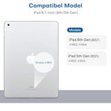 iPad 5th 6th Gen 9.7 Tempered Glass Screen Protector Case & Pencil Friendly