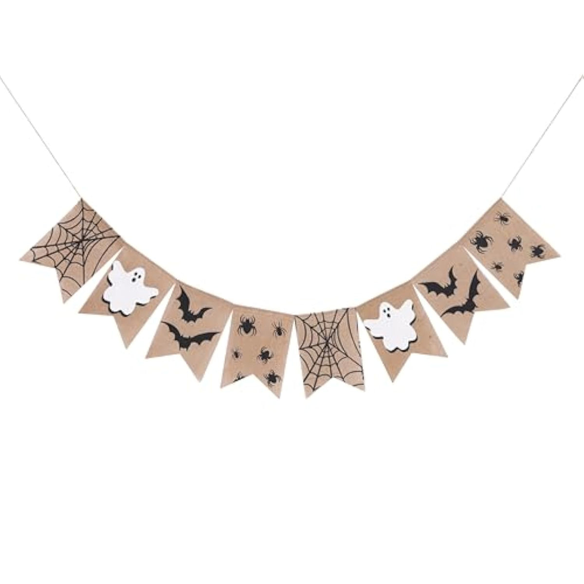 Halloween Burlap Garland Banner Ghost Spider Bat Icon Party Home Decor