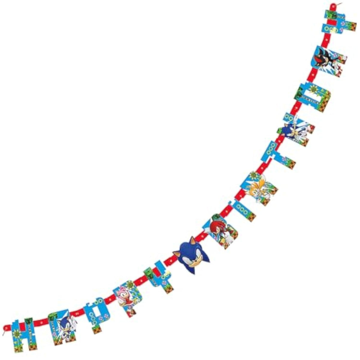 Sonic the Hedgehog 'Happy Birthday' Multicolor Jointed Banner, 6.25 ft. (1 Count) - Perfect for Indoor & Outdoor Celebrations