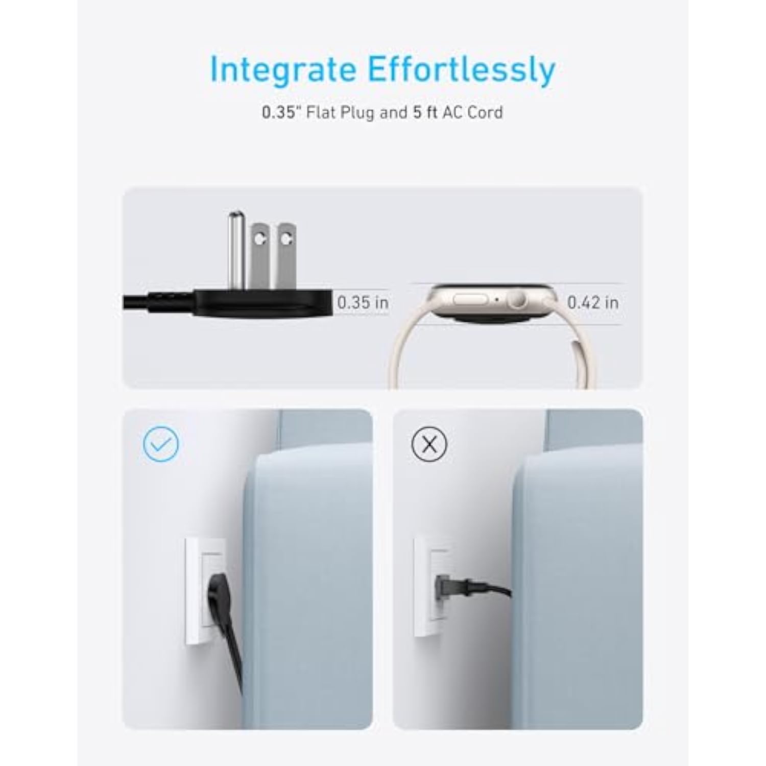 Anker Charging Station (100W), 9-in-1 USB-C Power Strip with 300J Surge Protection, for iPhone 16 & MacBook, 5 ft Flat Cable and Plug, 4 USB-C and 2 USB-A Ports, 3 AC Outlets, for Home, Office