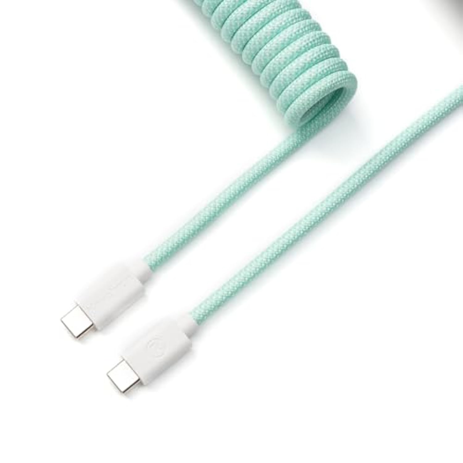 Custom Coiled Aviator Usb-C Cable - Mint, 5-Pin (Gx12) Detachable Metal Connector, Usb-A Adapter, Durable Braided Cable For Mechanical Keyboards, Charging & Data Transfer