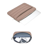 MOSISO 13.3 inch Laptop Case, 13-13.3 inch Puffy Laptop Sleeve Compatible with MacBook Air 13 13.6 M4 M3 M2 M1/Pro 13/Pro 14, HP Dell ASUS Lenovo,Polyester Horizontal Bag with Small Case, Brown