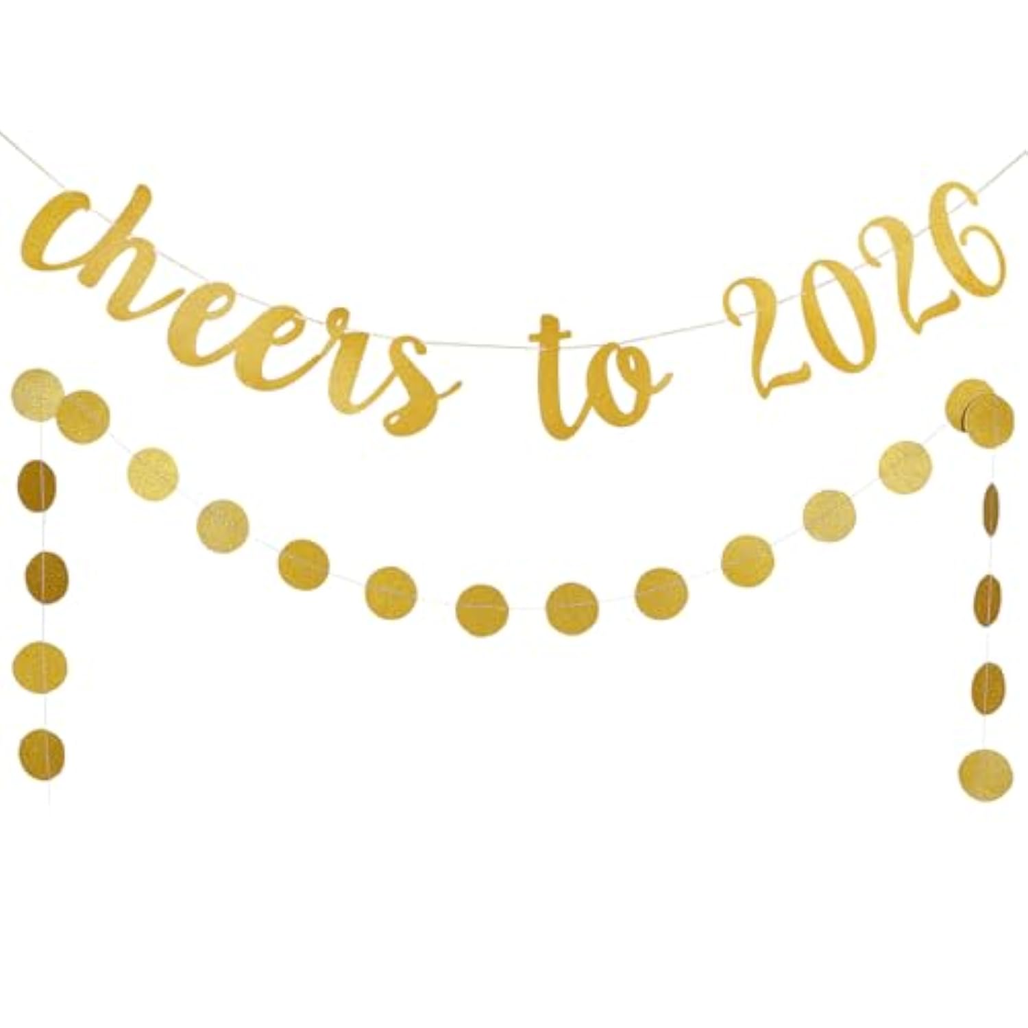 Gold Cheers 2026 Banner Happy New Year Eve Party Decor