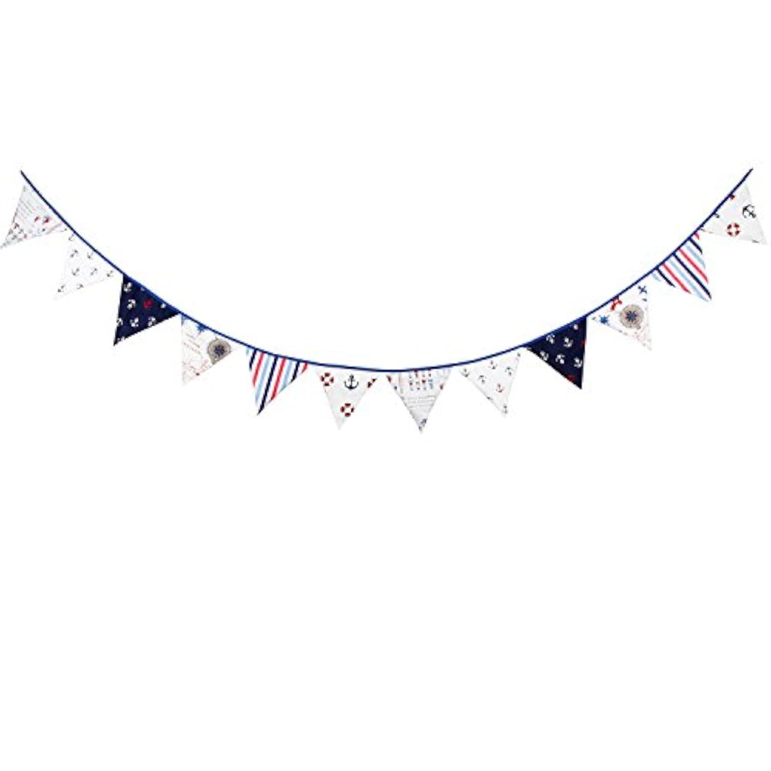 Fabric Nautical Anchor Pennant Banner Bunting For Kids Pirate Decoration Boys Birthday Baby Shower, Triangle Sailboats Cruise Ship Banner Decors