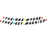 Friends Themed Wedding Black Glitter Banner - Bachelor And Bachelorette Party Decorations - Engagement Party – Wedding And Bridal Shower Decorations