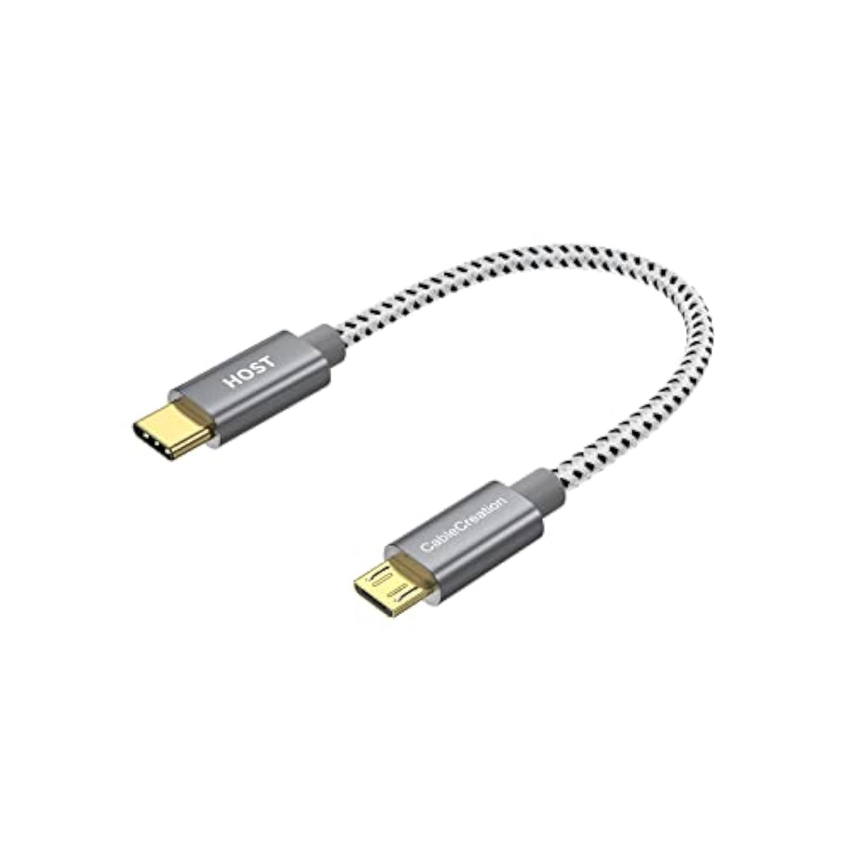 CableCreation Short Micro USB to USB C Cable 0.65 FT, Braided USBC to MicroUSB OTG 480Mbps Cord for Wall Chargers, MacBook Pro, Air, Galaxy S22, S21, Pixel 5/4/3 & More, 0.2M Space Gray