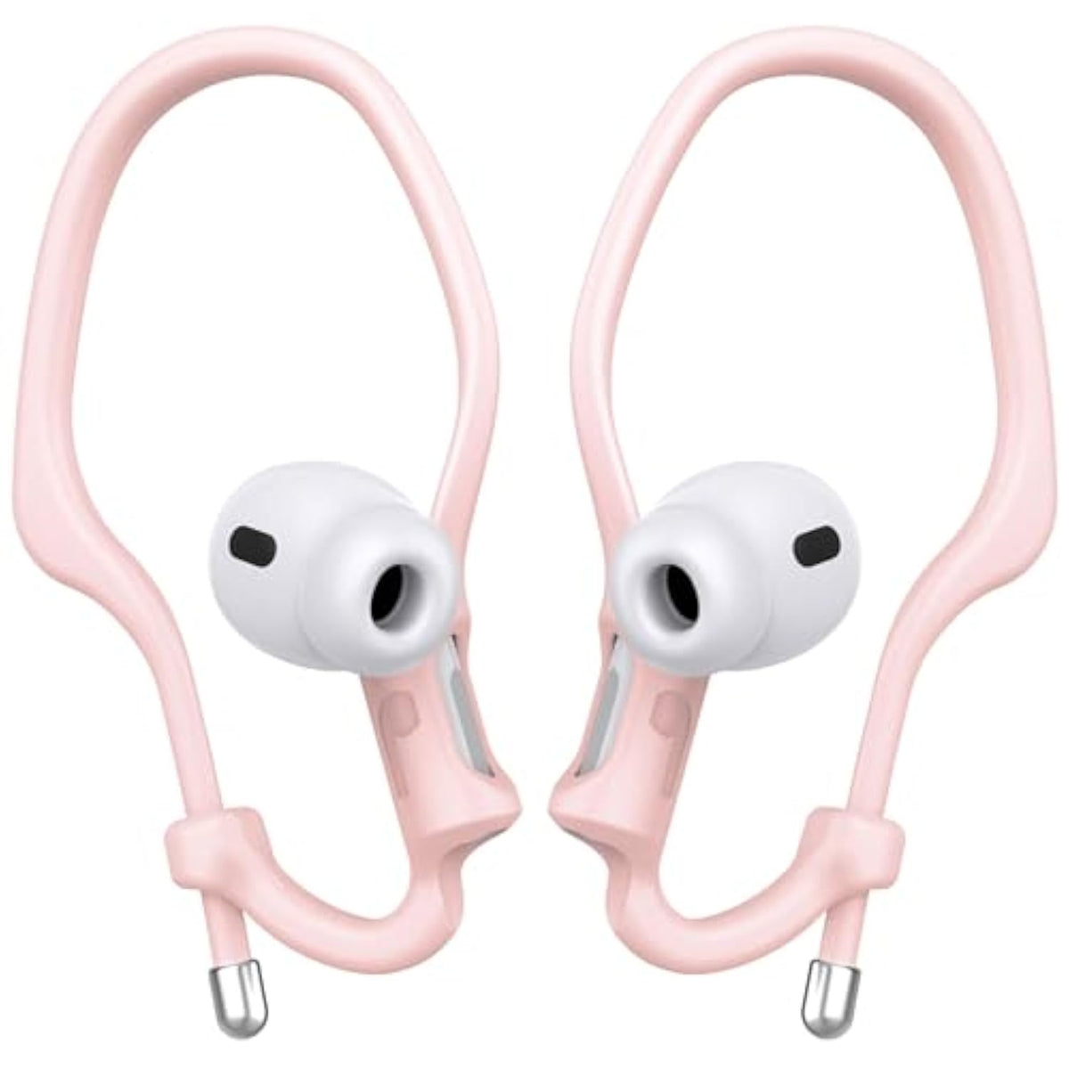 [2 Pairs] Ear Hooks For Airpods Pro 2, 1 & Airpods 4, 3, 2, 1, [Adjustable] Ergonomic Design Anti Slip, Comfortable Fit Silicone Clip For Running Sports [Added Velvet Storage Pouch] – Pink