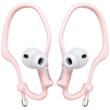 [2 Pairs] Ear Hooks For Airpods Pro 2, 1 & Airpods 4, 3, 2, 1, [Adjustable] Ergonomic Design Anti Slip, Comfortable Fit Silicone Clip For Running Sports [Added Velvet Storage Pouch] – Pink