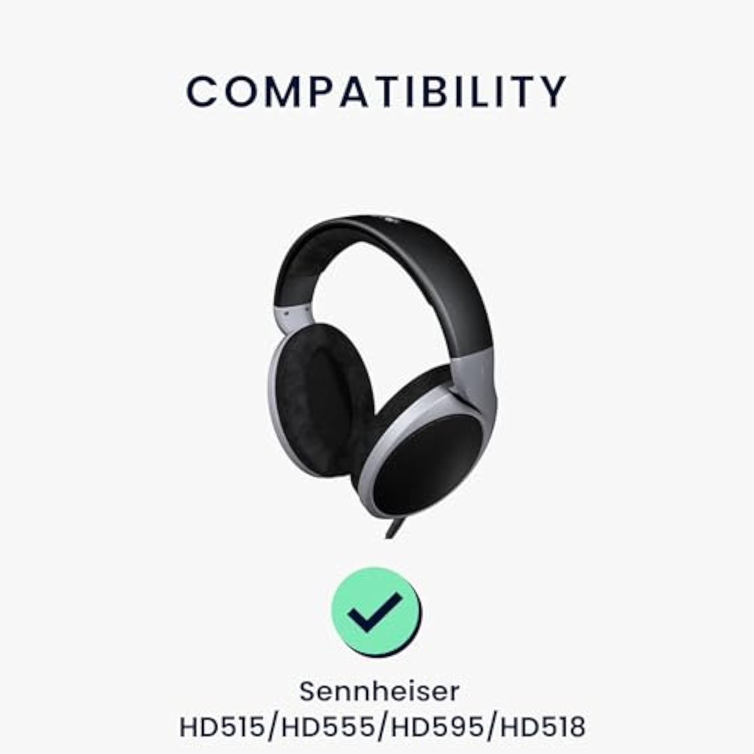 kwmobile 2X Earpad Compatible with Sennheiser HD515 / HD555 / HD595 / HD518 - Replacement Velour Earpad Cushion for Headphones - Brown
